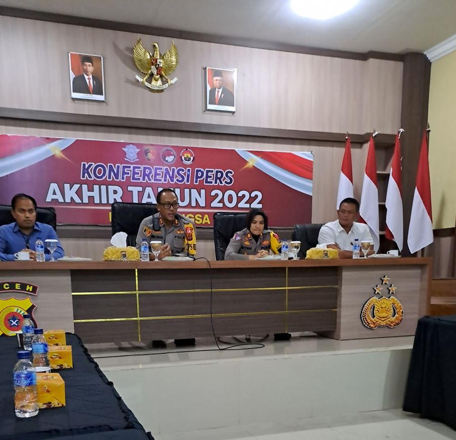 Konferensi Pers 2022 Terakhir Bagi Kapolres Kota Langsa