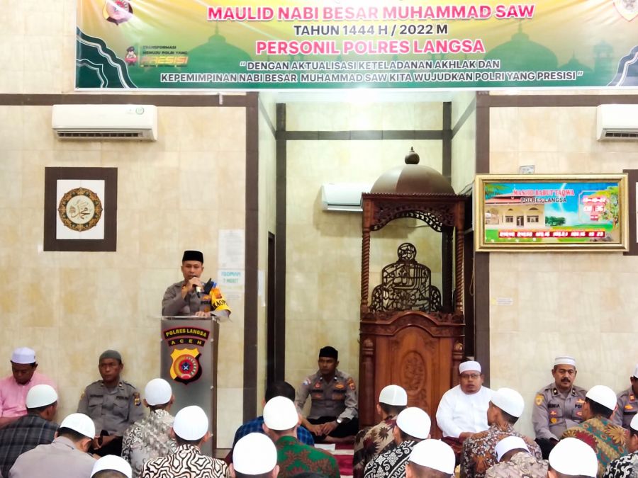 Peringati Maulid Nabi 1444 H, Kapolres Langsa Sampaikan Hal-hal Penting