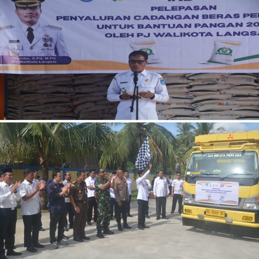 Pemko Langsa Bersama Perum Bolog dan PT Pos Langsa Lounching Penyaluran Beras
