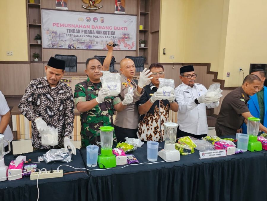 Pemusnahan 10.550 Gram Sabu Oleh Polres Langsa