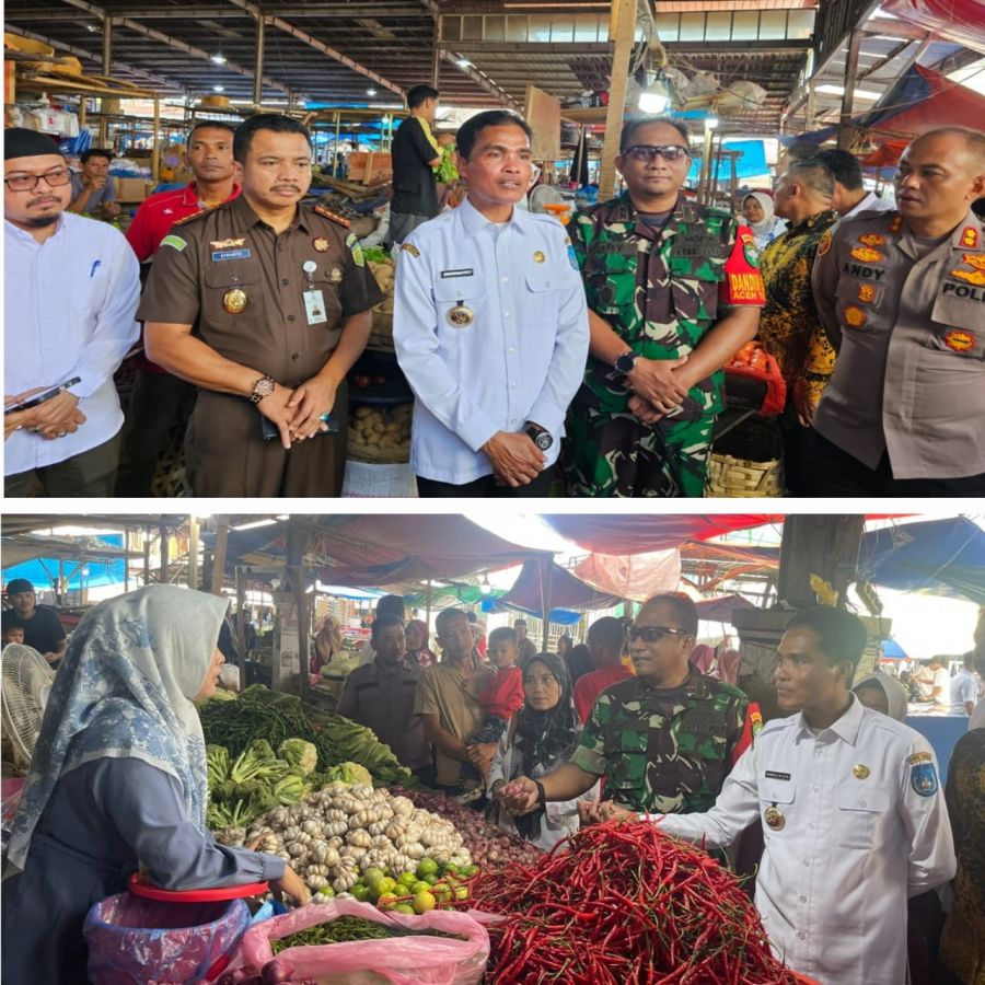 Pj. Walikota Langsa Bersama Unsur Forkompinda Tinjau Harga Kebutuhan Pokok