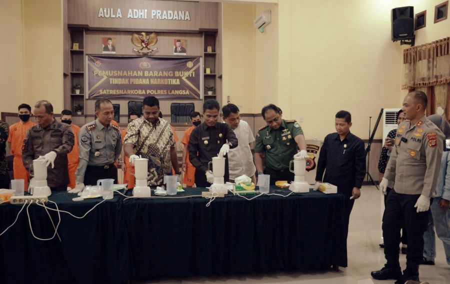 Pj. Walikota Langsa Ikuti Pemusnahan 3.308,75 Gram Sabu di Polres Langsa