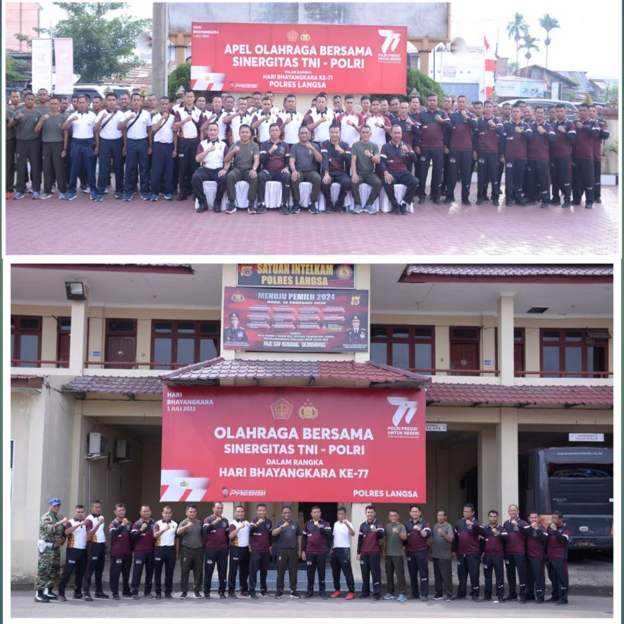 Polres Langsa Laksanakan Olah Raga Sinergitas TNI-Polri Sambut Hari Bhayangkara Ke 77
