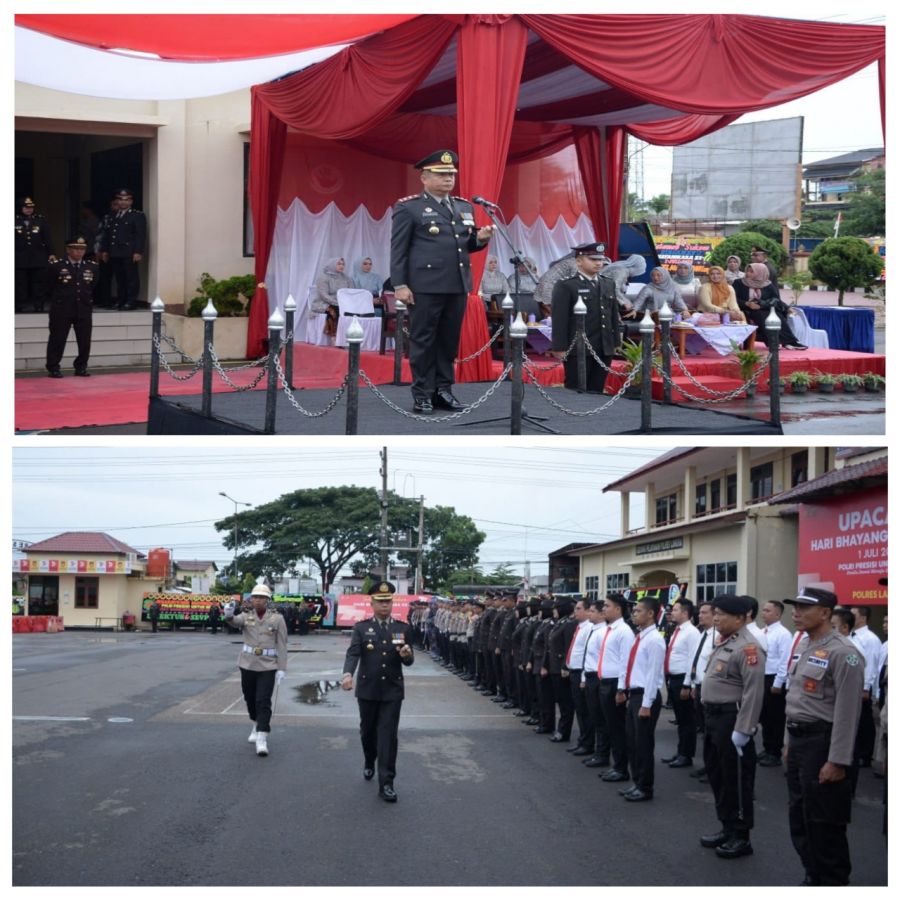 Polres Langsa Laksanakan Upacara Hari Bhayangkara Ke 77 Tahun